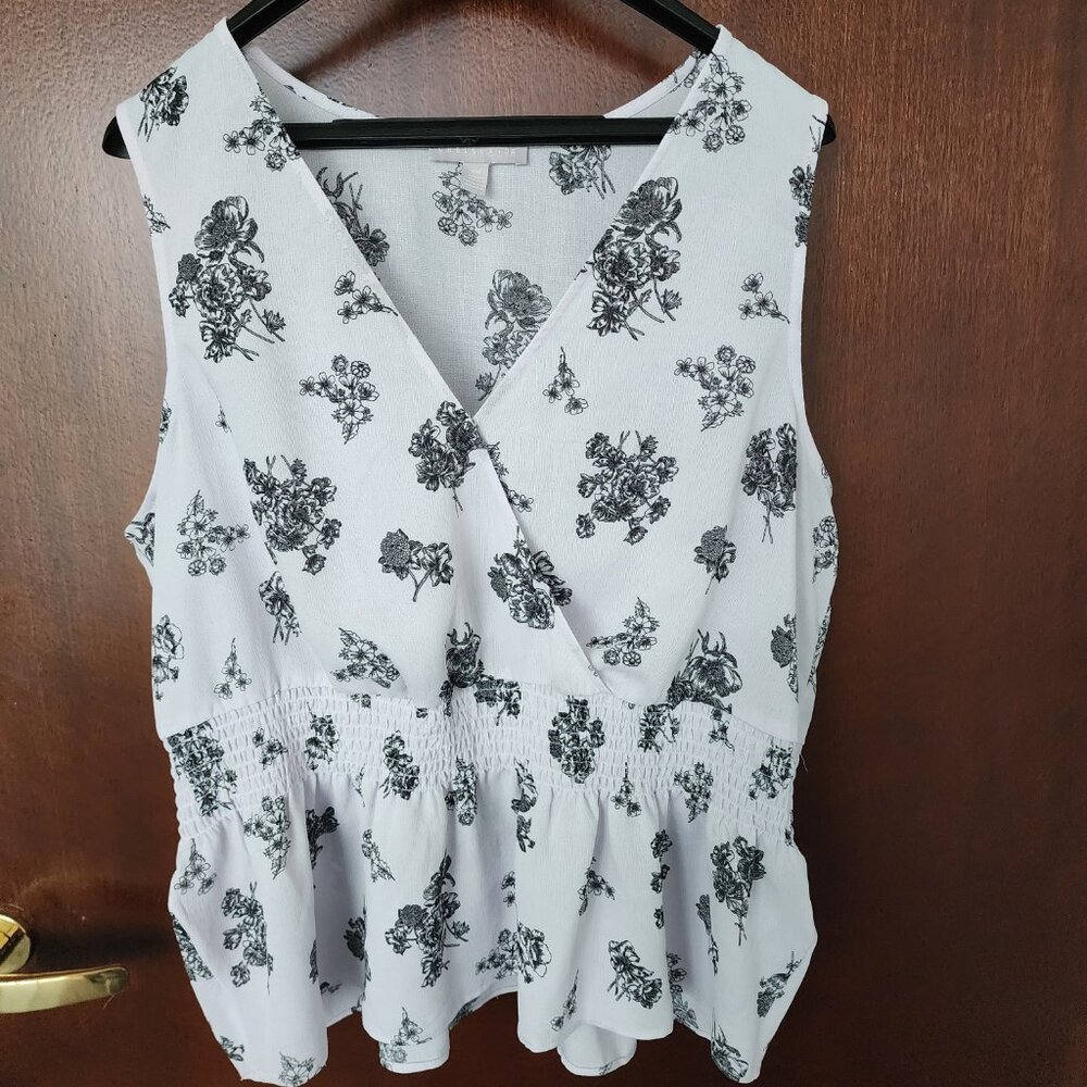 Black and white floral blouse